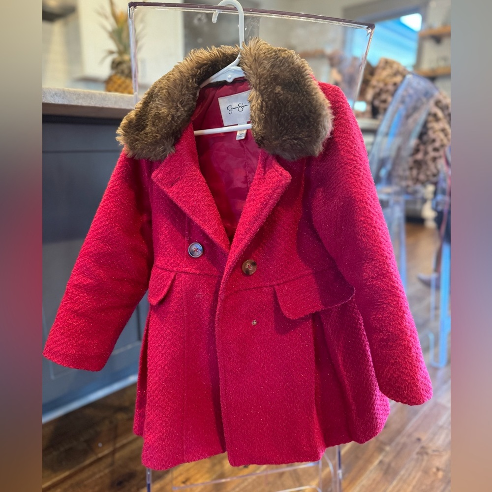 Jessica Simpson girls 5/6 gorgeous lined pink sparkle coat